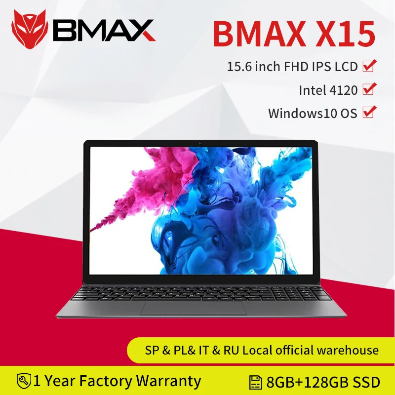 BMAX X15 portátiles de 15,6 pulgadas Windows 10 1920*1080 Intel lago Géminis N4120 Quad Core 8GB RAM 128GB SSD ROM Notebook WIFI HDMI USB