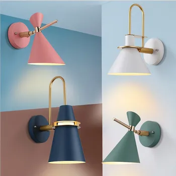 

INS Cool Macaron Horn LED Wall Lamp Bedroom Bedside Wall Lamp Creative Study Balcony Aisle Lamp