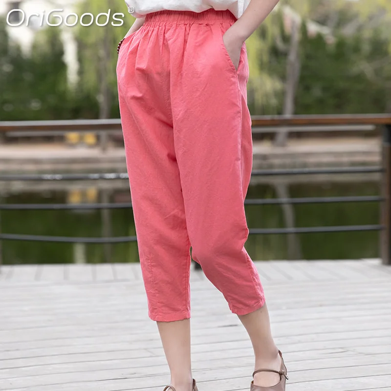 OriGoods Summer Cropped Pants For Women 