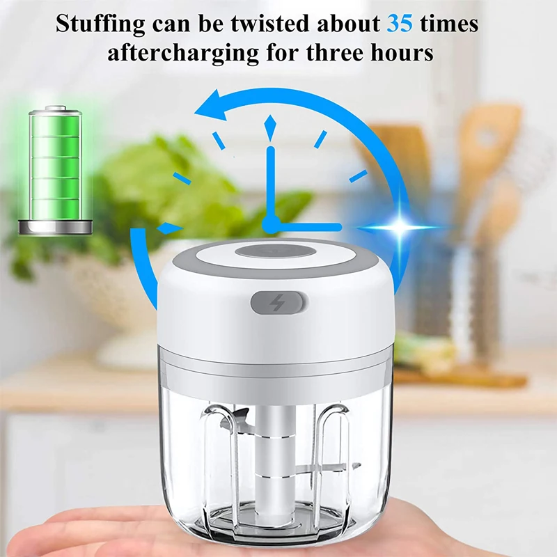 Mini Garlic Chopper 100/250mL Electric USB Charging Garlic Mincer Ginger Onion Meat Masher