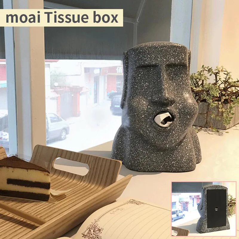 Коробка для салфеток Пасхальная Lsland Moai форма бумажный держатель камень Фигура коробка для салфеток для дома автомобиль Ресторан хранения баррель салфетка Накачка