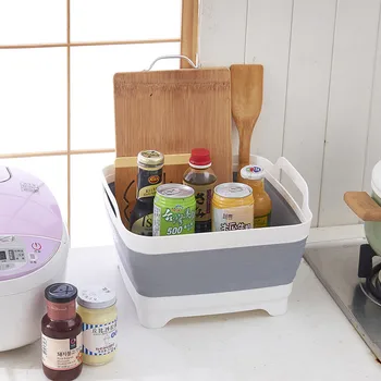 

Foldable Plastic Washing Basket Fruit vegetable Storage Basket Household Kitchen Storage Tools