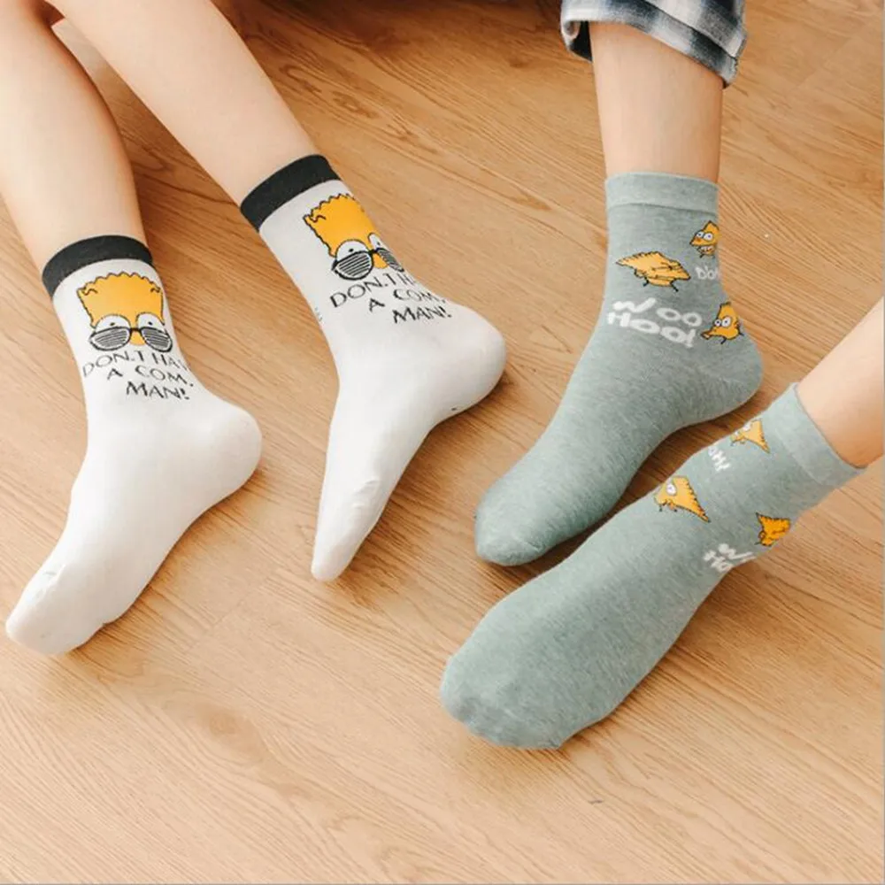 Новинка; 1 пара носков из чесаного хлопка; дезодорирующие носки для мужчин и женщин; парные носки без пятки с героями мультфильмов