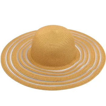 

Spring/Summer Europe and the United States trend of the new solid color hollow circle net yarn sun protection big eaves straw