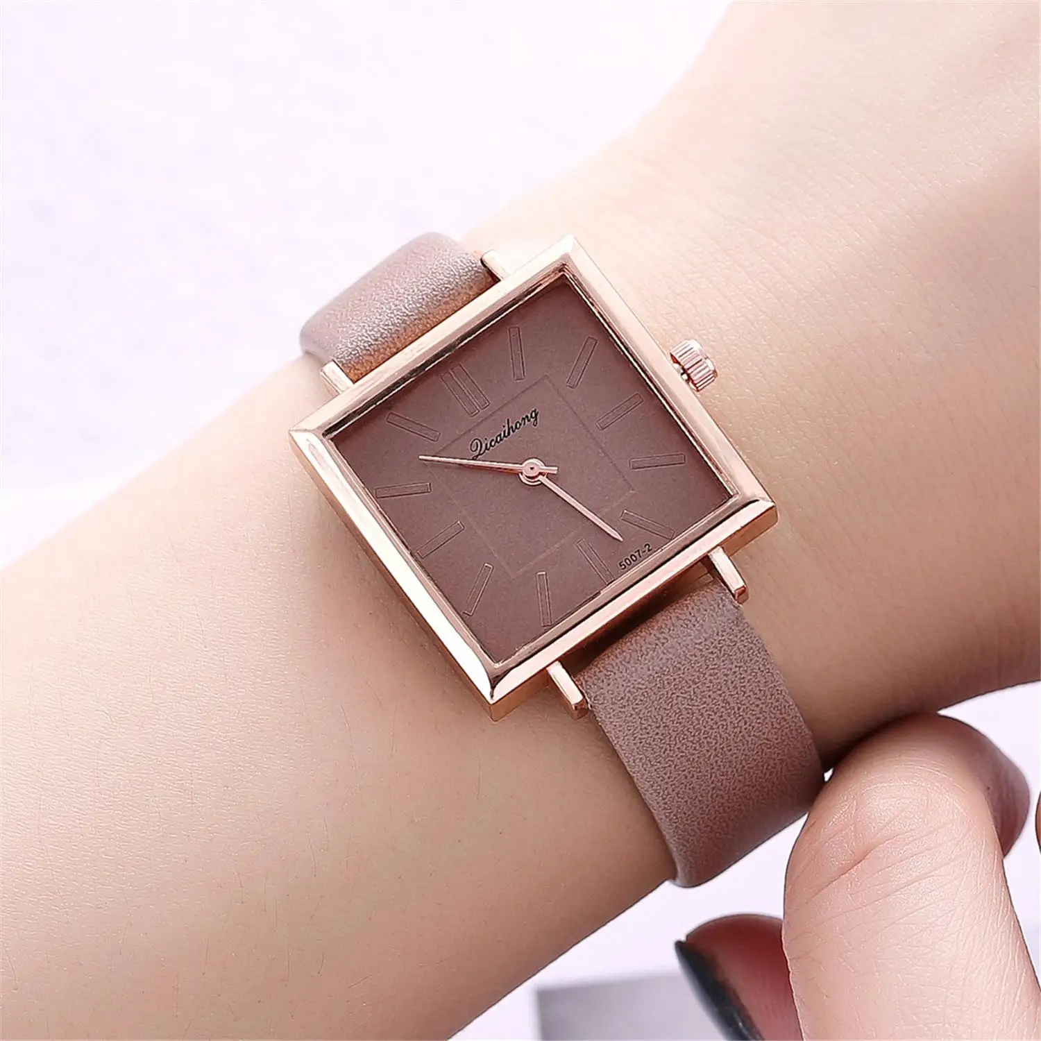 Fashion Simple rectangular Watch for women Leather Quartz women watch top brand ladies ultra-thin zegarek damski afbeelding