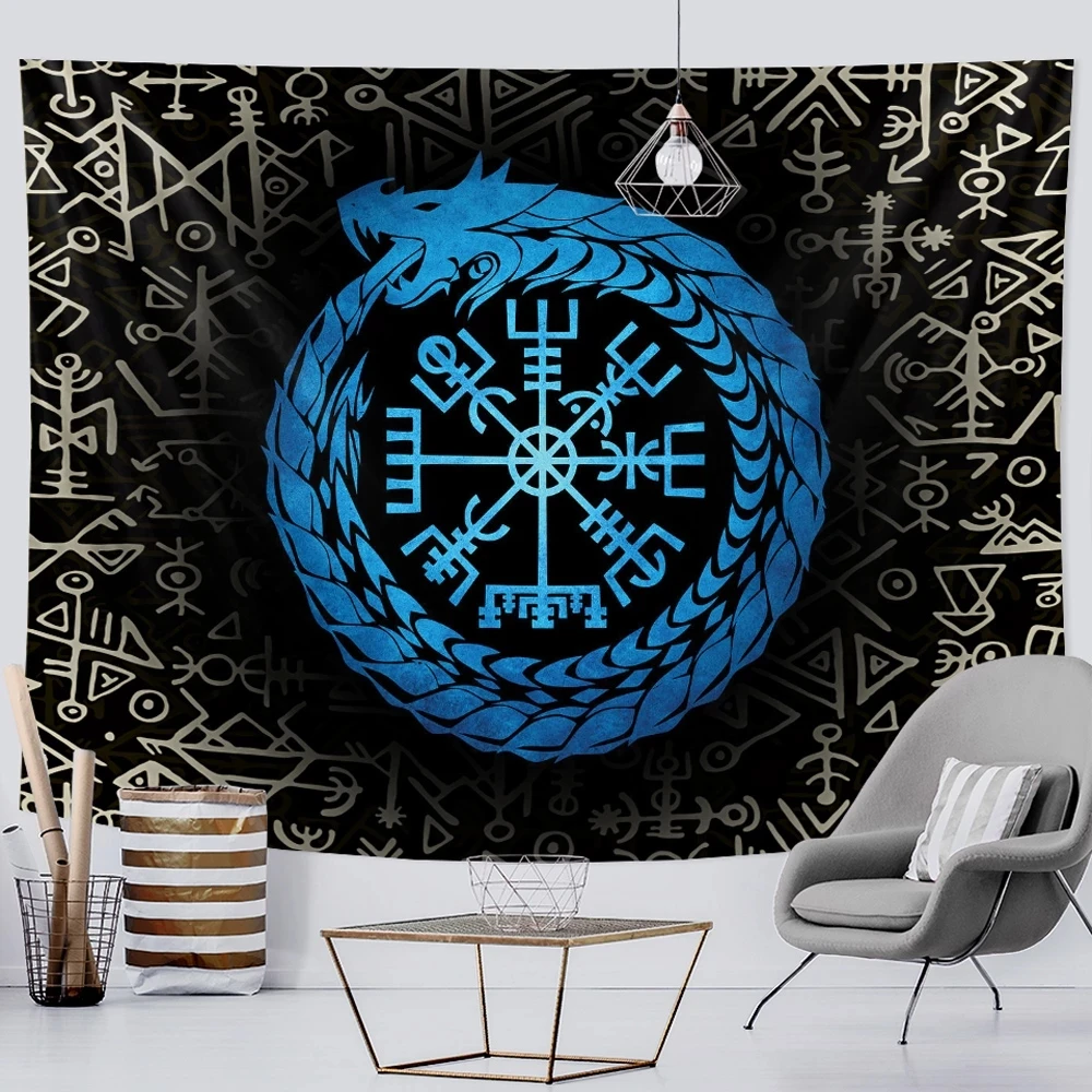 Viking mystical symbol tapestry home decoration tapestry psychedelic scene wall hanging Bohemian decoration crow sofa blanket tapestry decorations