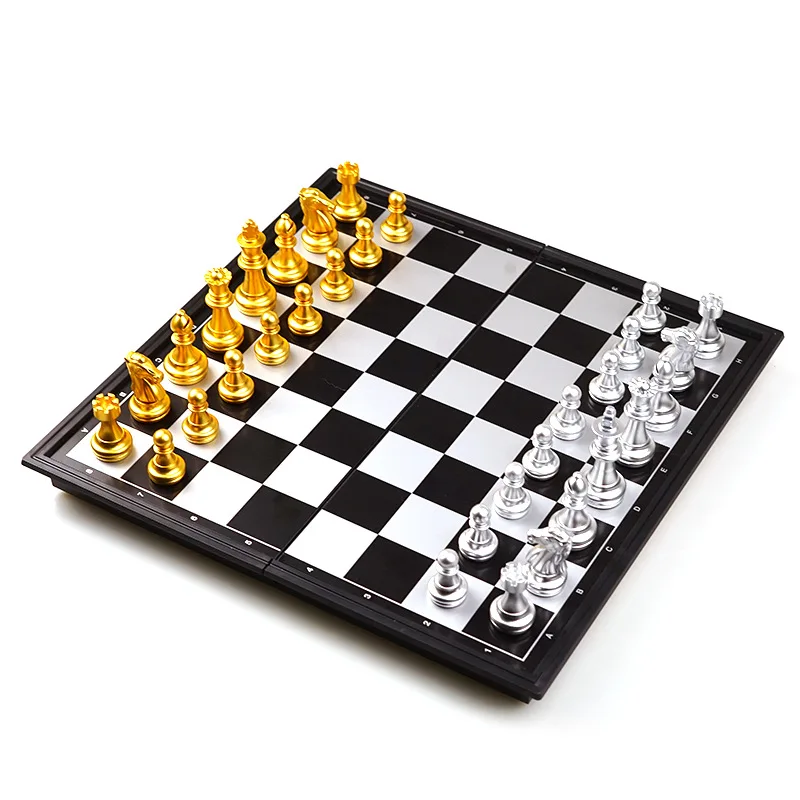 Inglês versão internacional xadrez chessman cor ouro e prata dobrável xadrez  xadrez magnético jogo 3810a 4812a 4912a 3 tamanho - AliExpress