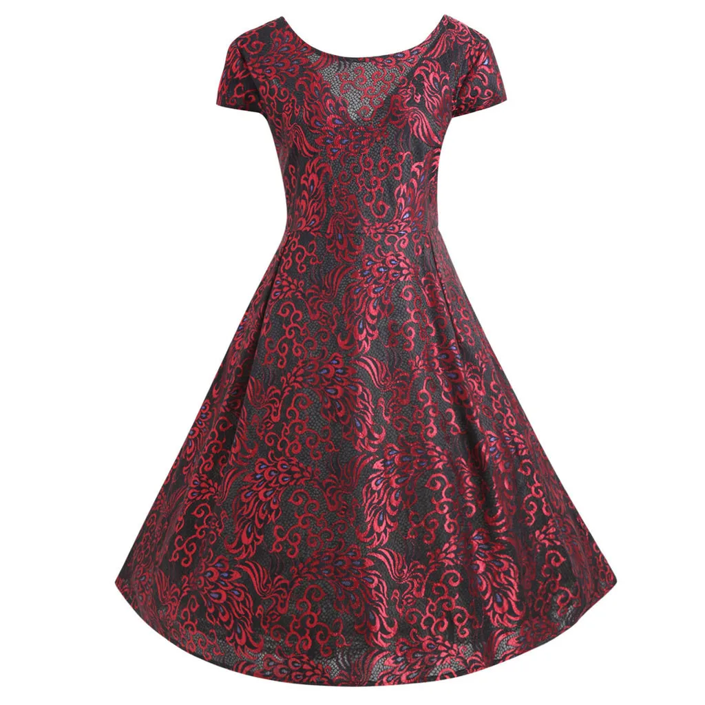 Женское элегантное платье, модное винтажное платье для беременных, с коротким рукавом, с v-образным вырезом, с принтом, вечерние платья для