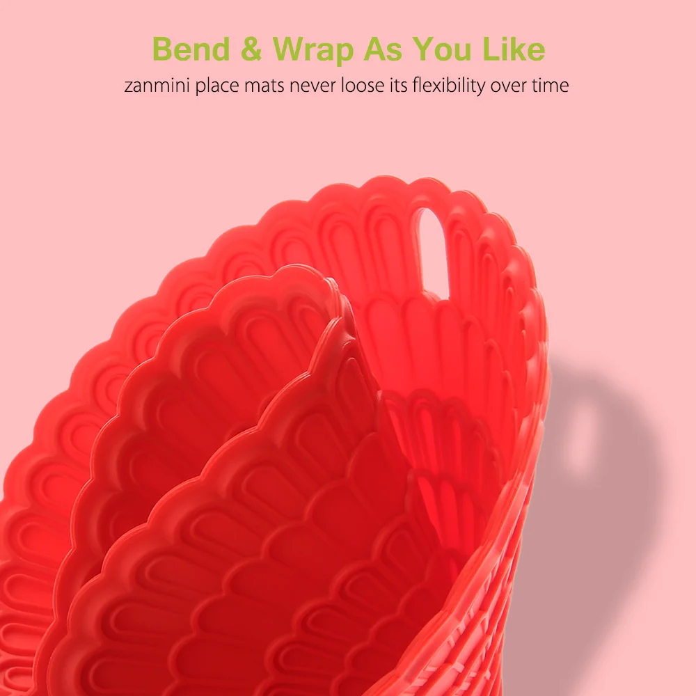 Silicone Hot Pad Food Safe Place Mat Set of 4