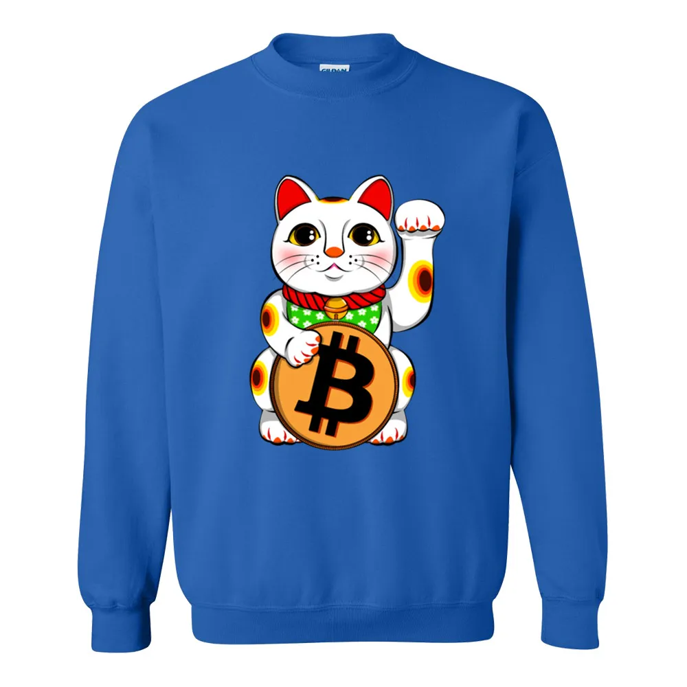 Толстовки Bitcoin Lucky Манеки Неко мужские черные хлопковые модные толстовки мужские осенние повседневные аниме мужские толстовки XXS-2XL - Цвет: Синий