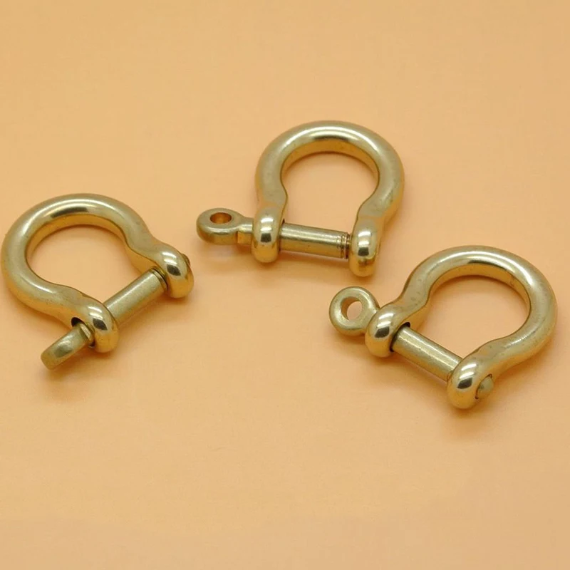 20PC Solid Brass Carabiner D Bow Shackle Screw Pin Joint Connect Key Chain Hook Leather Craft