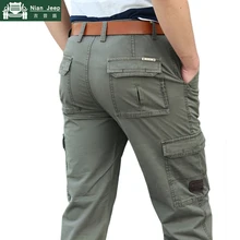 Брендовые весенне-осенние повседневные длинные штаны для мужчин, военные брюки-карго, свободные прямые комбинезоны с несколькими карманами, рабочие брюки для мужчин, размер 30-44