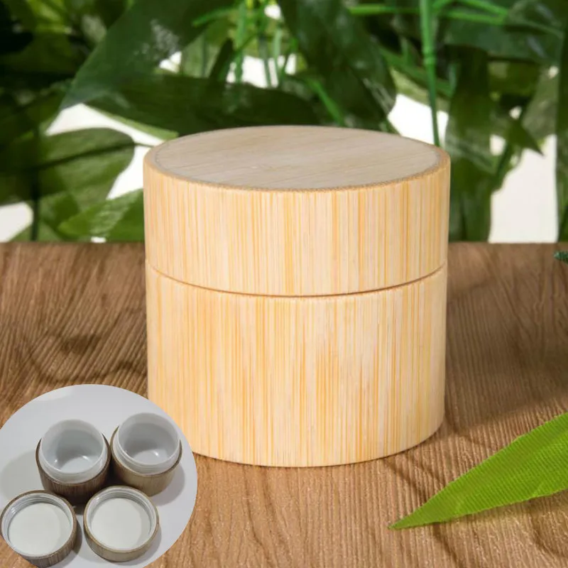 Bamboo Bottle Cream Jar Nail Art Mask Refillable Empty Cosmetic Makeup Container Storage Box 5g 10g 15g 20g 30g 50g | Красота и