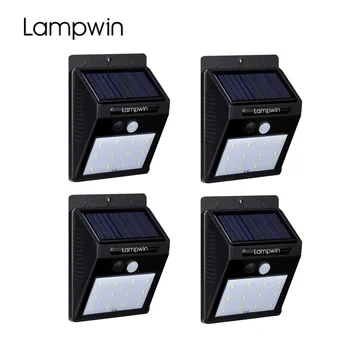 

4PCS Lampwin Waterproof Outdoor Motion Activated Security Lighting 12 LED Bright Solar Powered Light for Garden Security