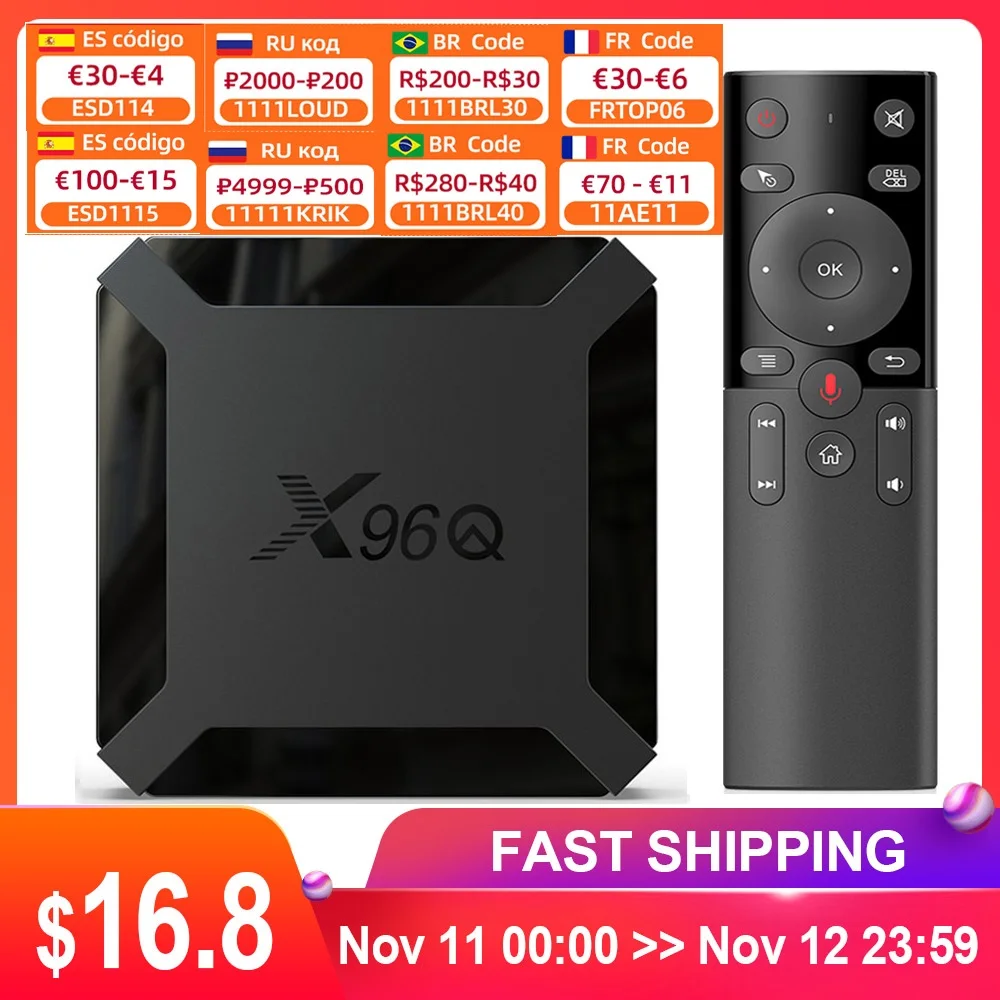 VONTAR X96Q X96 2020 TV Box Android 10 4K Allwinner H313 Quad Core 2GB 16GB Youtube Set Top TVBOX 10.0 Media Player 1GB8GB | Электроника