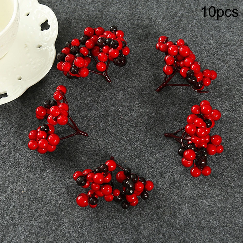 

10pcs Artificial Red Berries Stamens Decorations For DIY Garland And Holiday Foam Plastic Ornaments For Diy Berry Wreath New