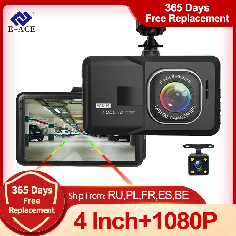 E-ACE 3-дюймовый Автомобильный видеорегистратор Портативный с ночным видением Full HD