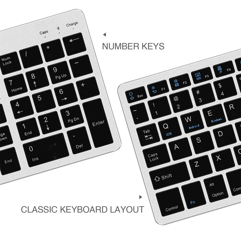 Bluetooth клавиатура для IOS/Android/Window перезаряжаемая портативная беспроводная клавиатура с номером клавиатура для ПК компьютера ноутбука