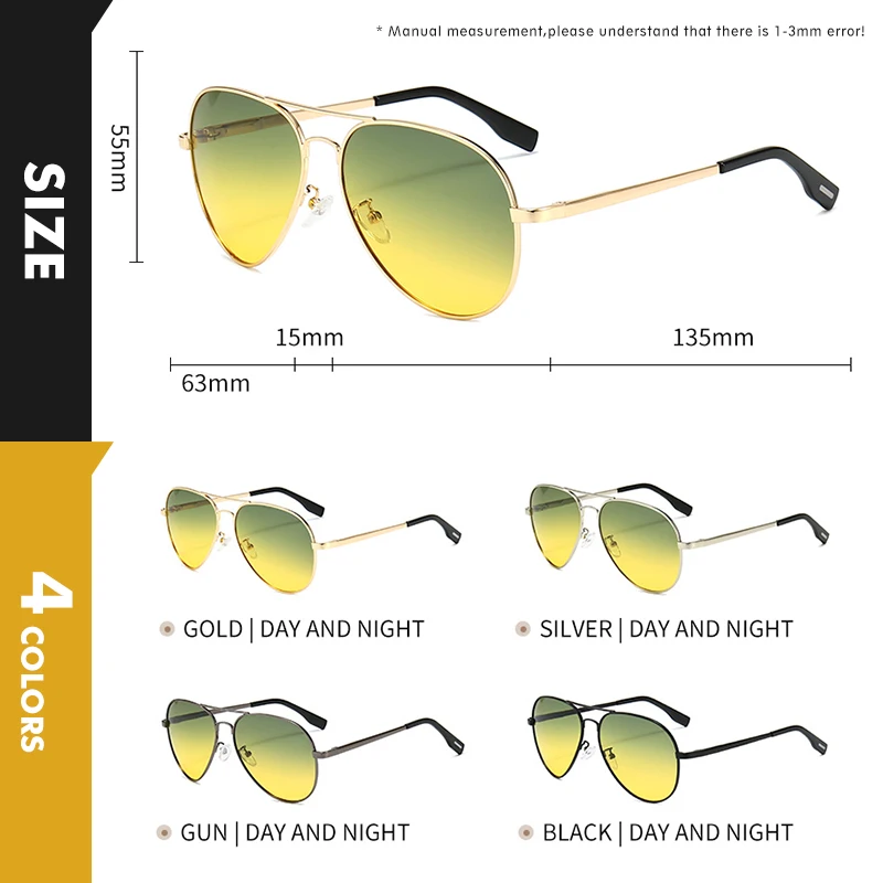 CoolPandas 2023 Sunglaases Men Women Photochromic Polarized Sunglasses  Gradient Lens UV400 Day Night Vision Sun Glasses Driving
