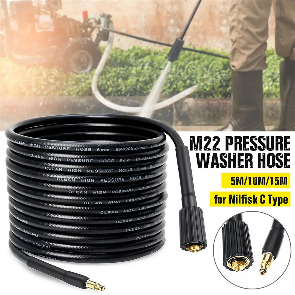 5m/10m/15m M22 Connector Industrial Garden High Pressure Cleaner Hose Suitable For Nilfisk C100