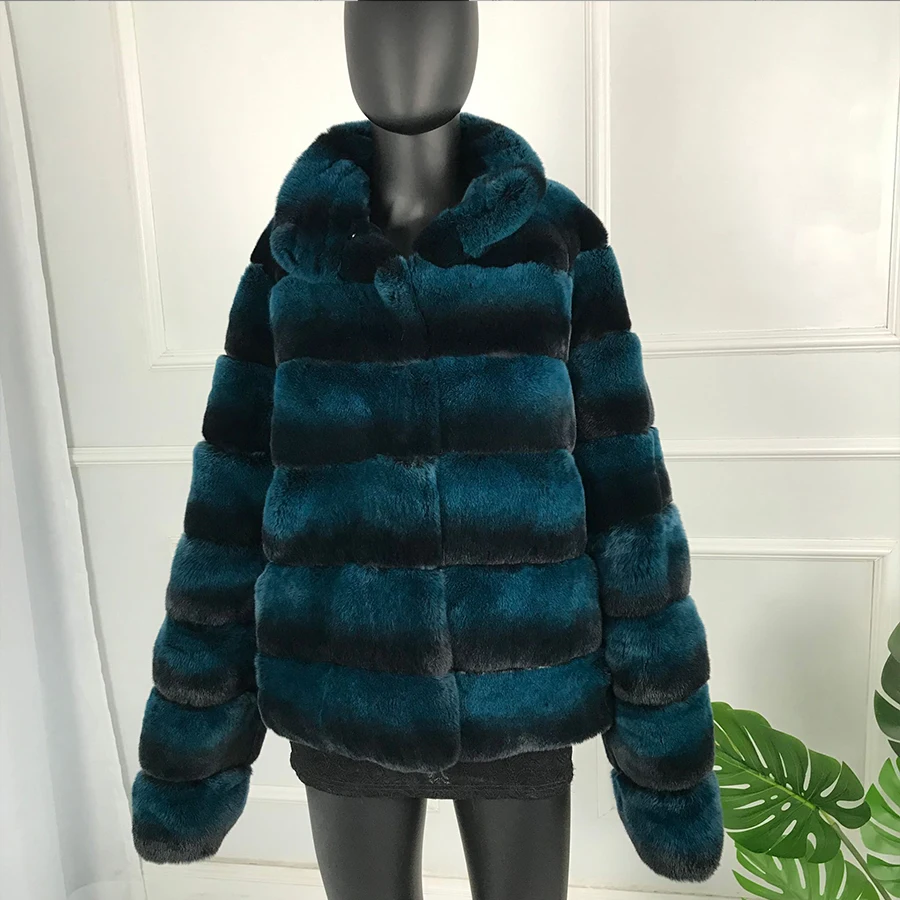

Chinchilla Color Real Rex Rabbit Fur coat jacket Latest Fashion 2019 standing collar Genuine Rabbit Fur Overcoat middle length