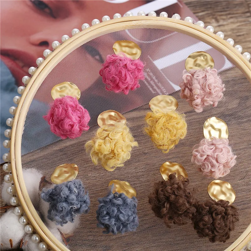 17 миля Винтажные висячие серьги с хлопковыми шариками для женщин розовый желтый