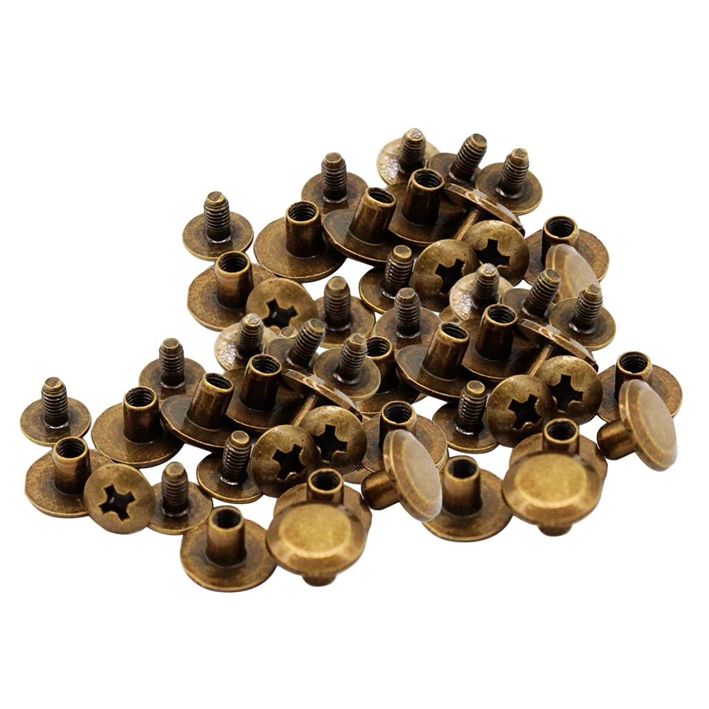 30 Sets Binding Chicago Screws Nail Rivets Studs For DIY Art Crafts 10x5mm