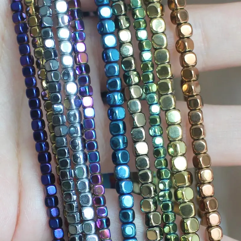 

Shining Natural Hematite 2-6mm smooth square beads ,Many Color ,For DIYJewelry making! Mixed wholesale for all items !