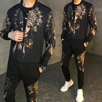 

New Men Set Spring Autumn Man Sport 2 Piece Sets Sport Suit Jacket + Pants Tracksuit Male Tracksuit Asian Size Moda Hombre 2020