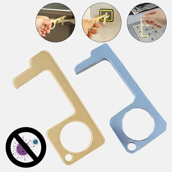 

1pc Portable Press Elevator Tool Hygiene Hand Antimicrobial Alloy EDC Door Opener Door Handle Key Metal Portable Accessories