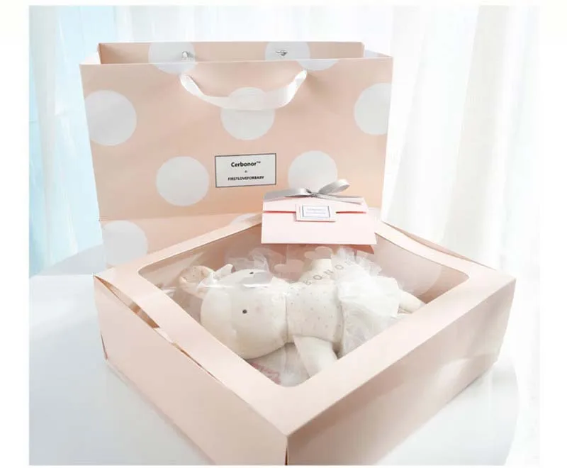 2019 Подарочная коробка для новорожденных, хлопковый детский розовый костюм, набор, кукла, милый, высокое качество, для рождения, полная луна