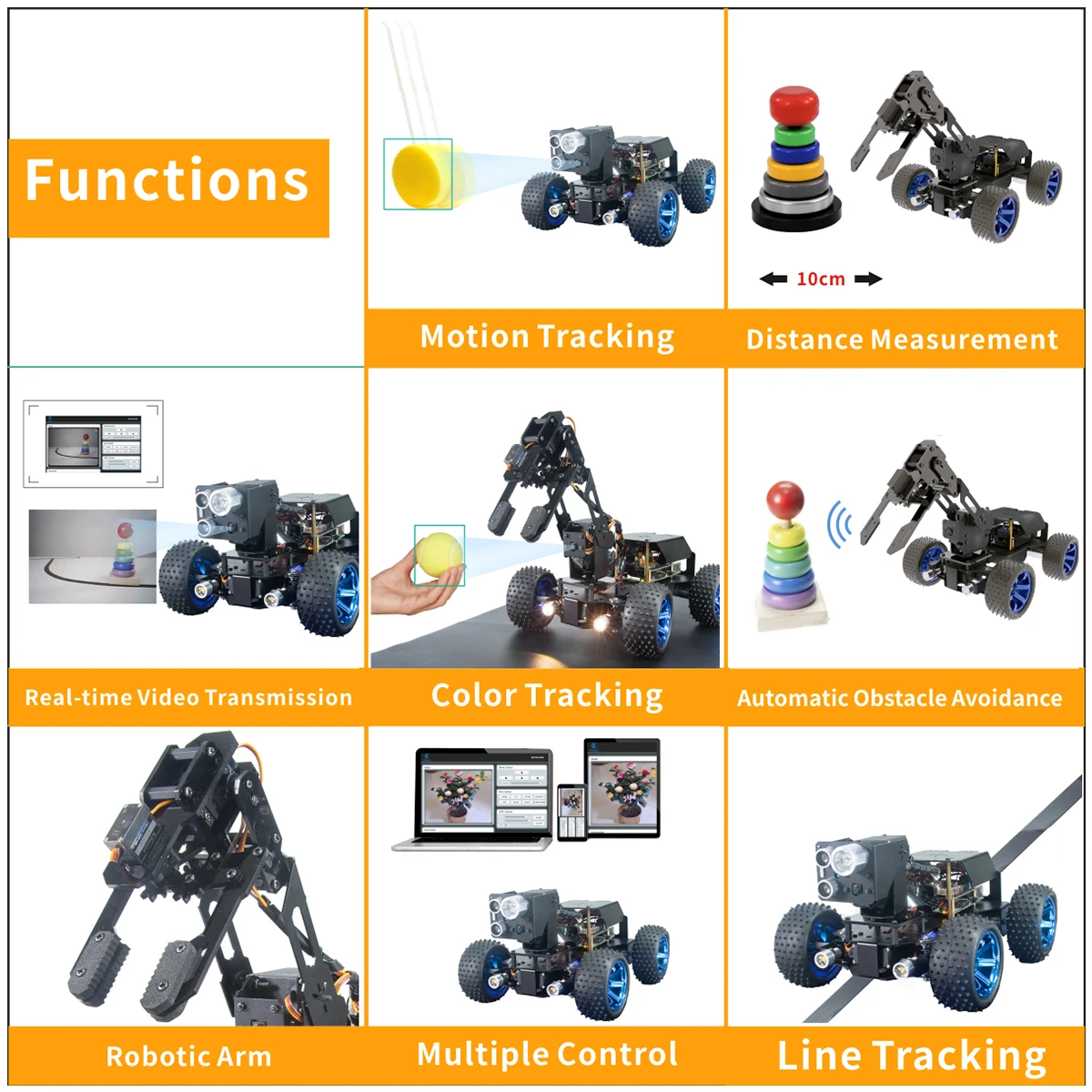 Adeept PiCar Pro 2 in 1 4WD Smart Robot Car Kit with 4DOF Robotic Arm for Raspberry Pi(Raspberry Pi Board NOT Included)