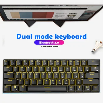 

Portable Wireless Bluetooth Wired Mechanical Backlight Gaming Office Keyboard LED Backlit Backlight for Android/Windows/iOS