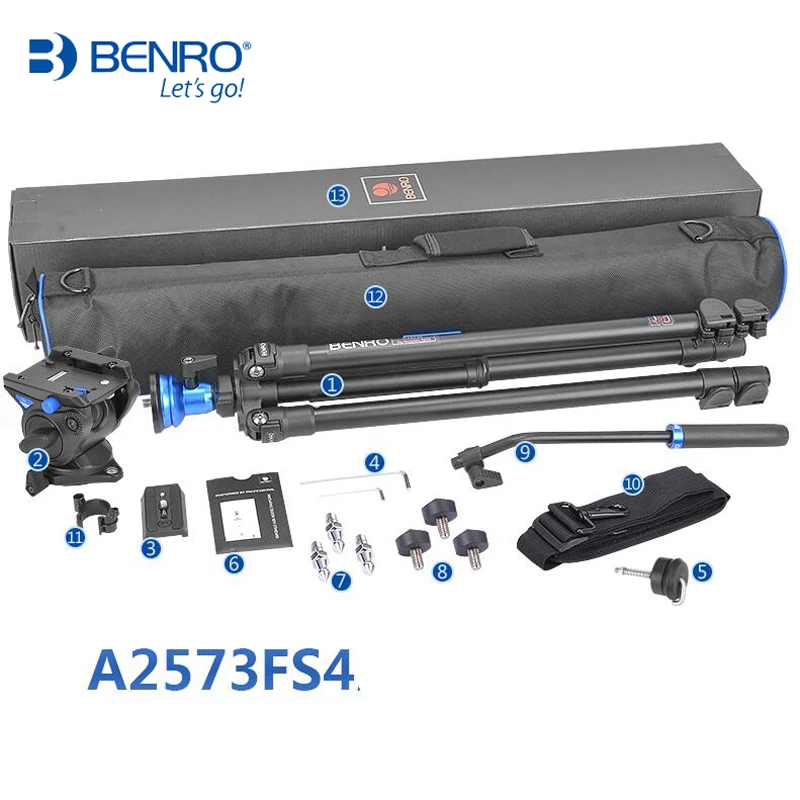 Штатив для видеокамеры BENRO A2573FS4 Pro алюминиевый Трипод с шаровой головкой S4