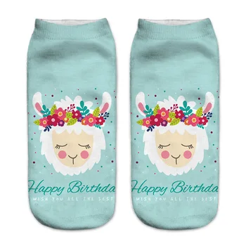 

New Style 3D Digital Printed Alpaca Short Sub- Women 'S Low-cut No-show Adult Socks Casual Polyester