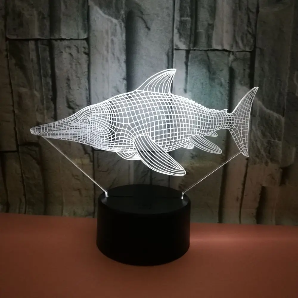 

Fish 3D LED RGB Night Light 7 Color Change Desk Light Action Figures Kids Home For Christmas Toys