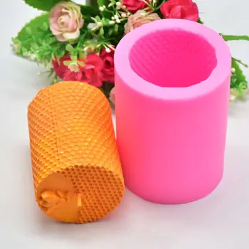 

3D Cylinder Bee Honeycomb Silicone Candle Mold Soap Clay Making DIY Cake tool