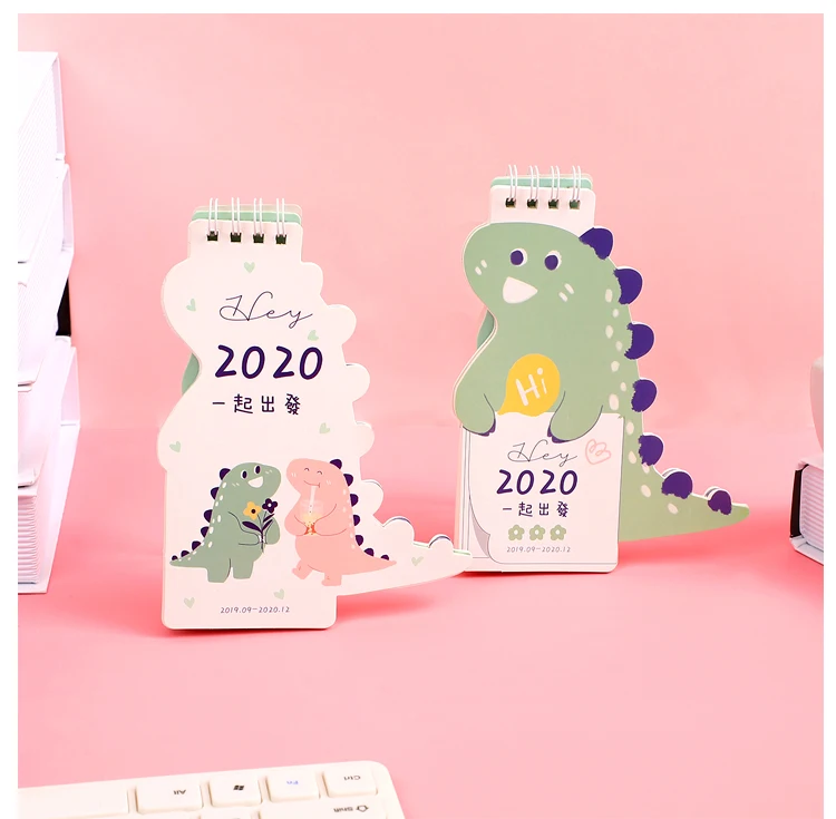 1pc agenda Lovely Dinosaur Mini Desk Calendar DIY Cartoon Portable Calendars Daily Schedule Planner