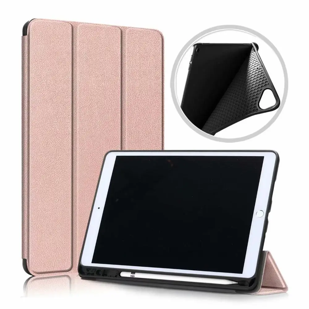 Ультра тонкий чехол для iPad 10,2 чехол A2200 A2198 A2233 из искусственной кожи узкие брюки держатель Стенд откидная крышка для iPad 7 10,2 чехол - Цвет: Rose Gold