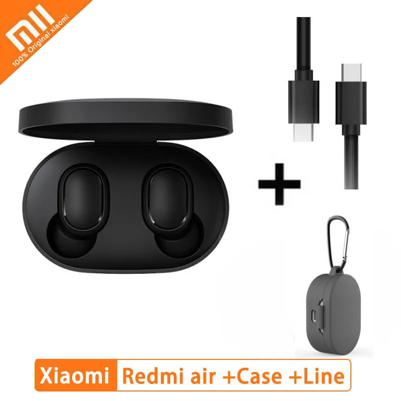 Xiaomi Redmi Airdots TWS беспроводные Bluetooth наушники BT 5,0 Голосовое управление с микрофоном Handsfree шумоподавляющие наушники - Цвет: GB browncase cable