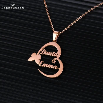

Custom Stainless Steel Name Necklace with Butterfly for Women Jewelry Letter Pendant Rose Gold Choker Necklace Christmas Gift