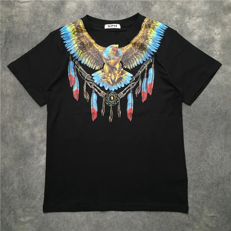 

New luxury 2019 Men Eagle WINGS feather T Shirts T-Shirt Hip Hop Skateboard Street Cotton T-Shirts Tee Top kenye S-XXL #K52