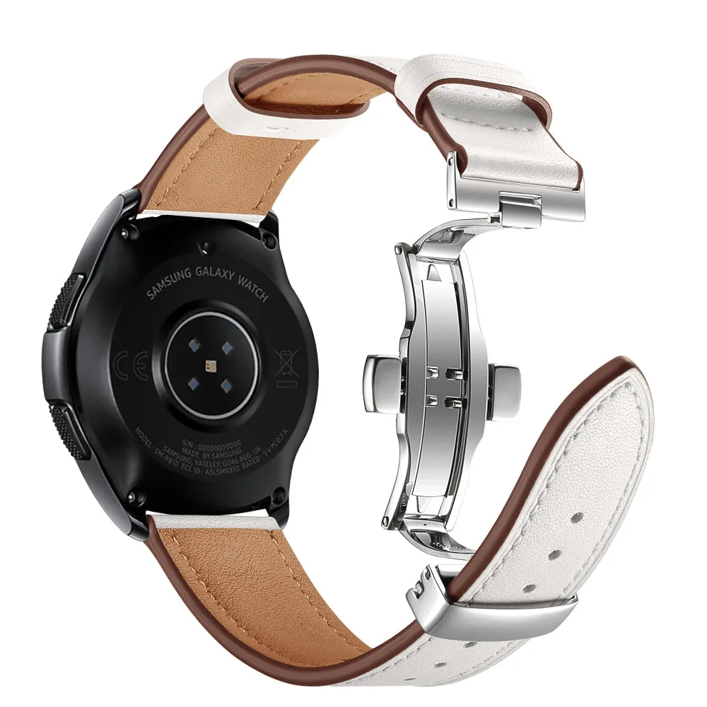20 мм сменный Браслет для часов для Garmin Vivoactive 3/3 музыка/3 ч/Vivomove HR кожаный ремешок для samsung Galaxy watch Active/42 мм - Цвет ремешка: White-Silver Clasp