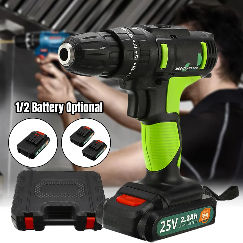 

25V Electric Screwdriver Cordless Electric Mini Drill Lithium-Ion Battery Operated Rechargeable Power Tools 2-Speed