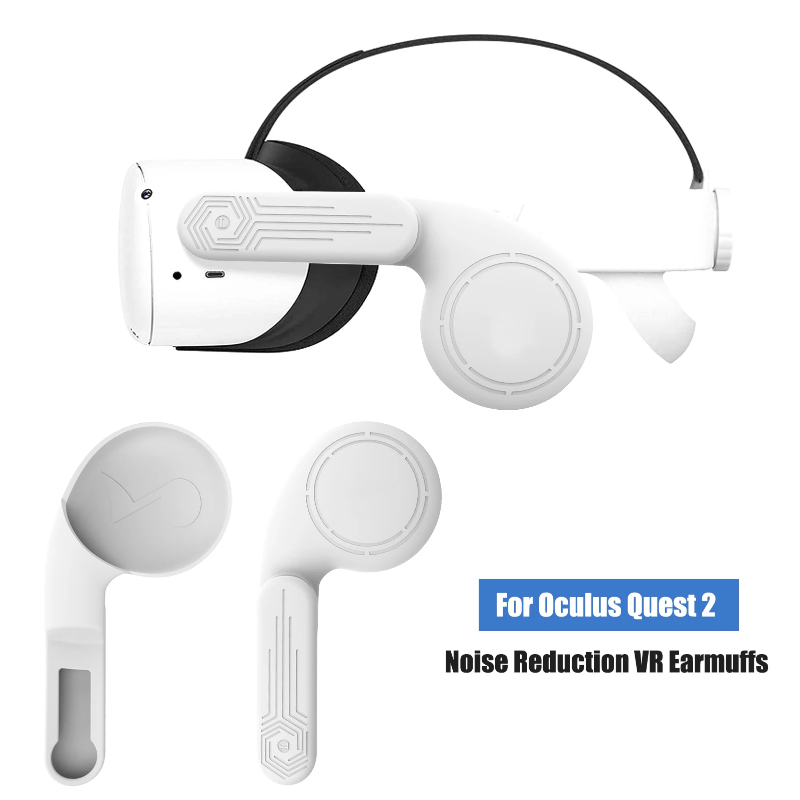 Orejeras de reducción de ruido para Oculus Quest 2 VR, orejeras de sonido mejoradas para Oculus Quest 2 Elite, accesorios de correa