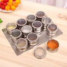 6pcs Stainless Steel Storage Bottles Visible Spice Condiment Storage Box Dustproof Seasonings Container Organizer Spice Tool Box
