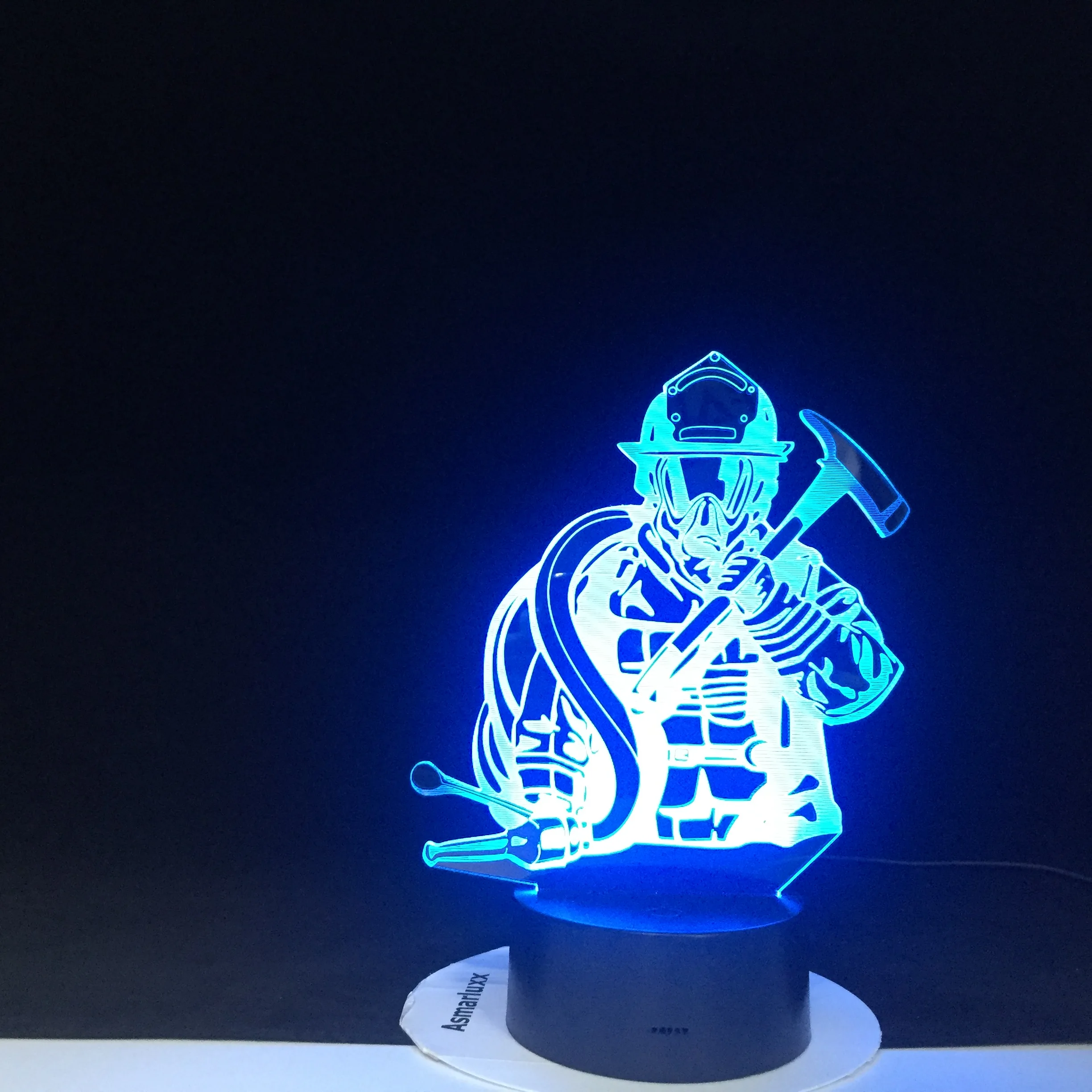 

Fireman LED 3D Modeling USB Night Lights Creative Firefighter Table Lamp Home Decor 7 Colors Changing Sleep Lighting Kids Gifts