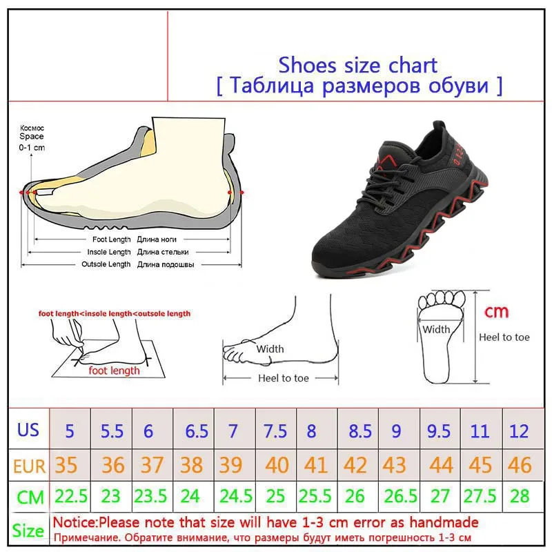 Рабочая обувь; большие размеры 36-47; мужские и женские рабочие защитные ботинки со стальным носком; дышащие легкие кроссовки; повседневная мужская обувь