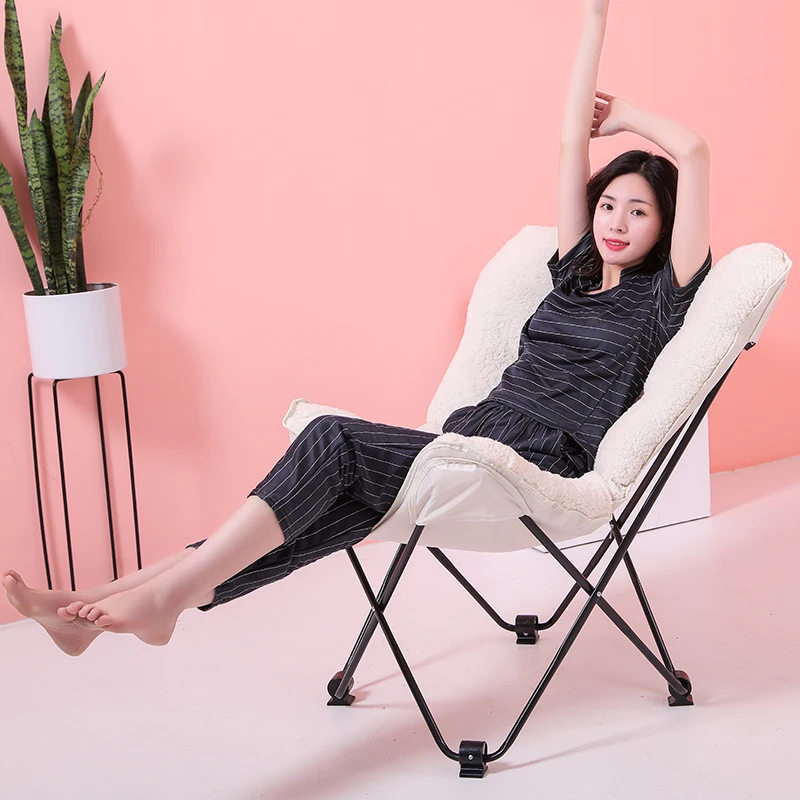 

H1 Butterfly Chair Simple Nordic Folding Chair Creative Moon Chair Leisure Lazy Sofa Recliner Chaise Lounge Armchair Cheap