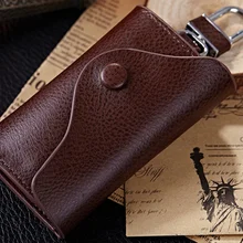 Ретро стиль унисекс держатель для ключей из натуральной кожи простой модный держатель для карт на застежке органайзер для ключей Porta Chaves D981